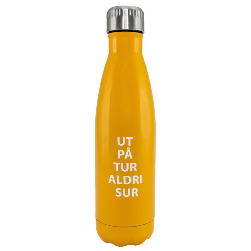 Termoflaske, gul, Ut på tur aldri sur, 0,5 l