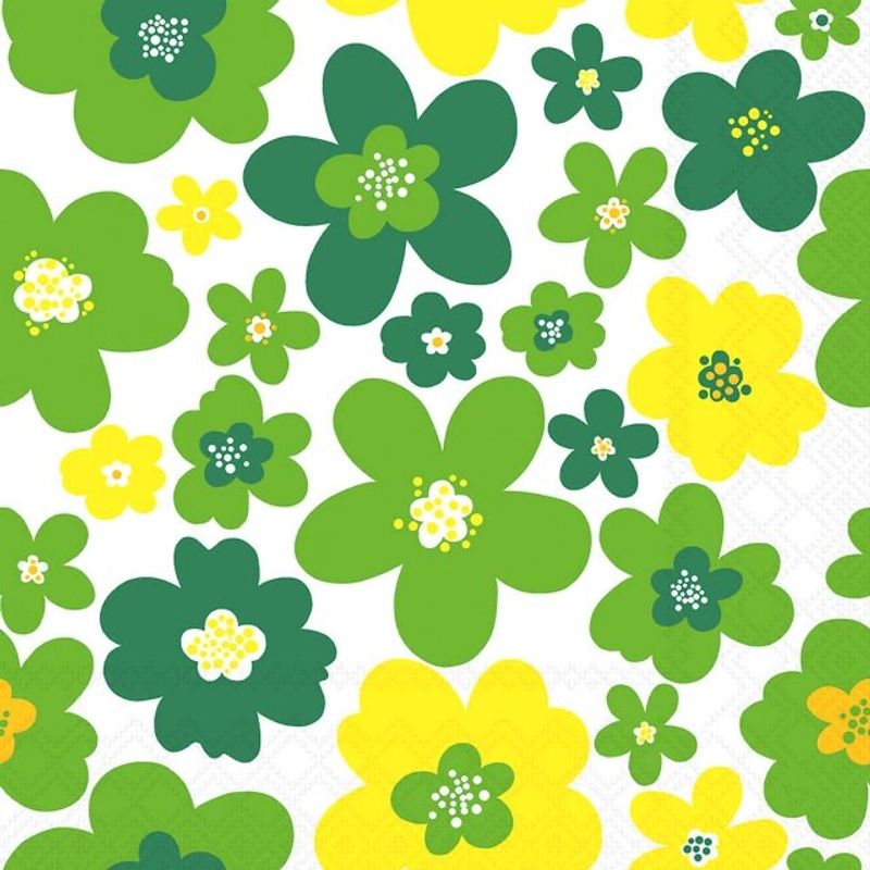 Servietter lunsj flower power green 