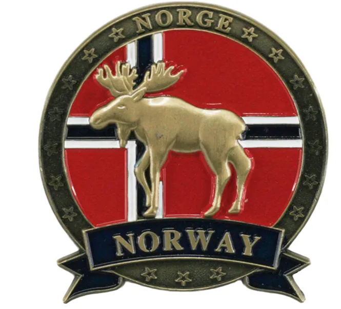 Hovedbilde Magnet av metall med gull elg og Norway