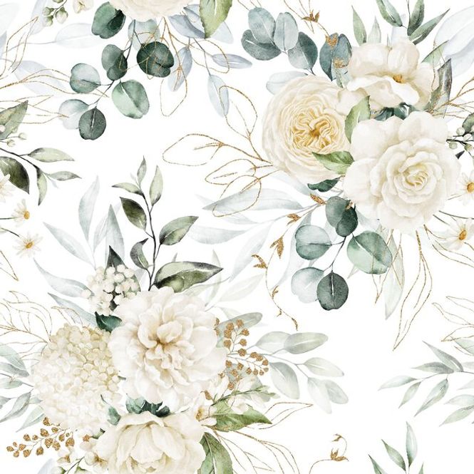 Hovedbilde Servietter Lunsj Eucalyptus and roses