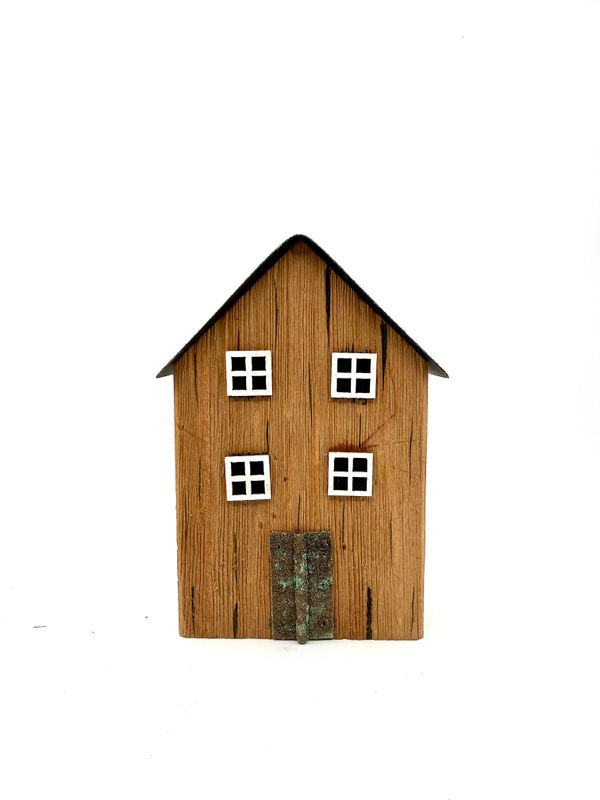Dekorasjon Hus, medium, tre og metall