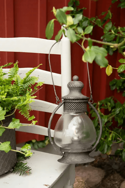 Hovedbilde LED batteri lyslykt, antikk, rund, H:29 cm