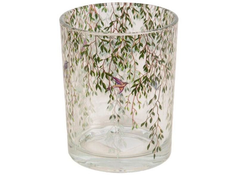 Lysglass klar grønn gren fugl 10×12,5cm