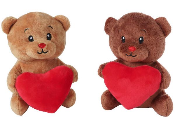 Hovedbilde Bamse plysj rødt hjerte 15cm 2ass