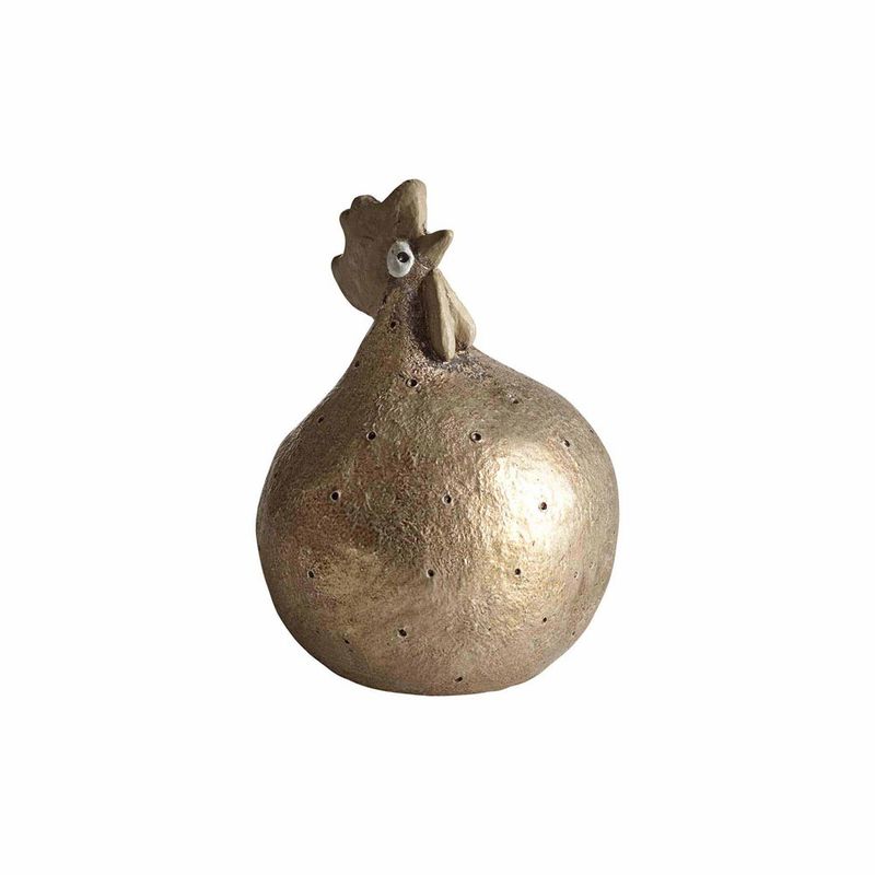 Höna Skimra sand/guld, H.9,6cm