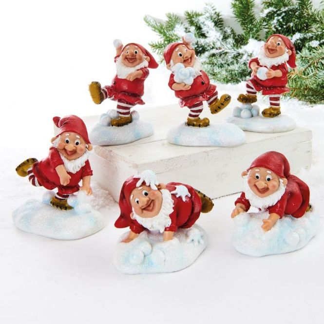 Hovedbilde Nisse med Snøball, 10 cm, 6 ass