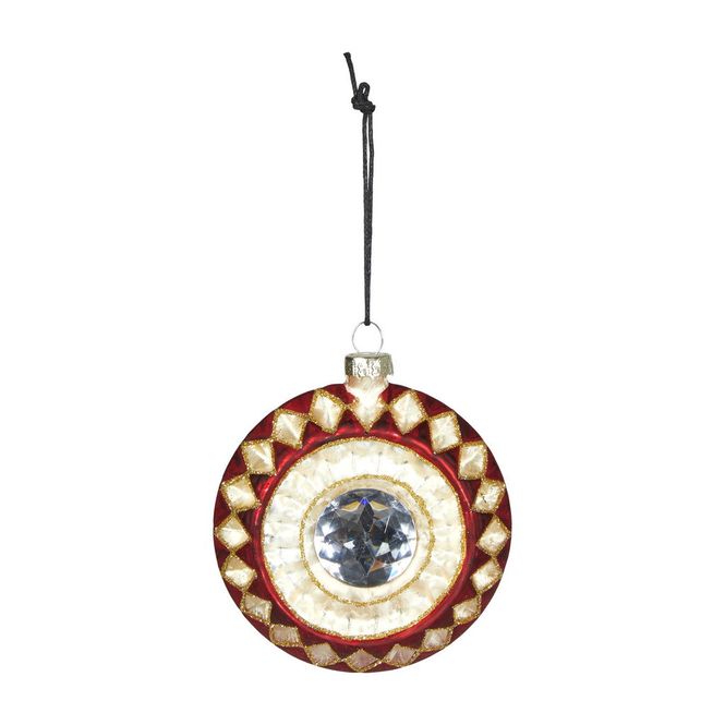 Hovedbilde Julekule med sten, D:9 cm, glass
