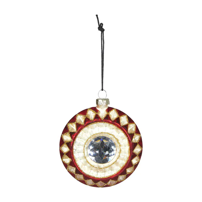 Hovedbilde Julekule med sten, D:9 cm, glass