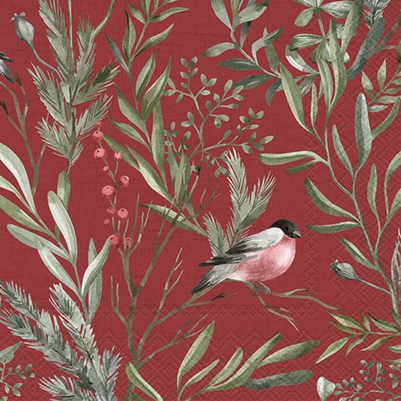 Servietter Winter Greens Red Kaffe