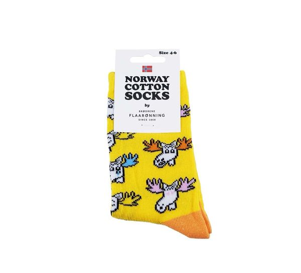 Hovedbilde Barnesokker, Funny Moose, gul Str. 4 - 6