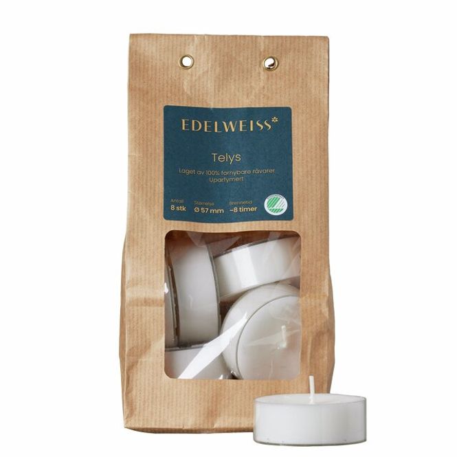 Hovedbilde Telys store 100% Stearin 8/pose plastcup White 