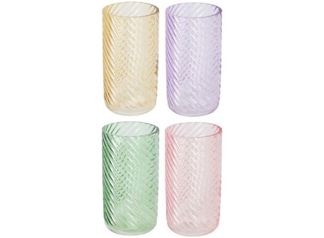 Hovedbilde Vase glass stripet 19x10cm 4ass