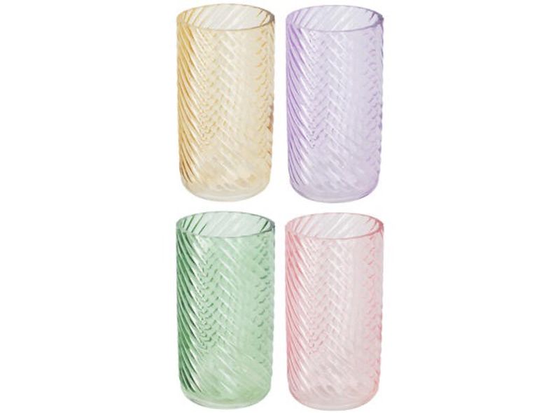 Vase glass stripet 19x10cm 4ass