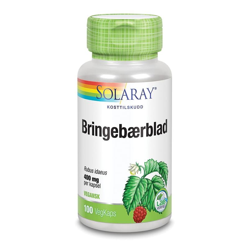 Solaray bringebærblad 400 mg 100 kapsler