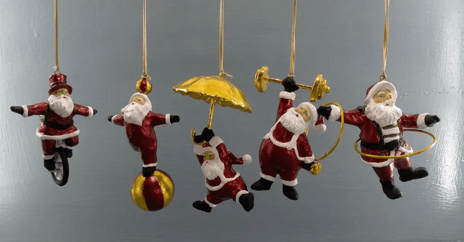 Hovedbilde cirkus Santa a/5 med gullblad detaljer 