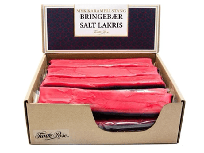 Hovedbilde Myk Karamellstang Bringebær Salt Lakris 