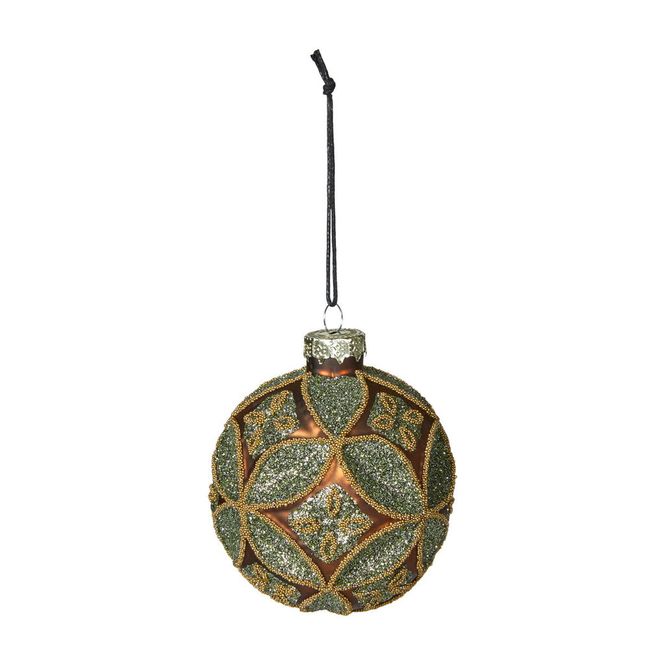 Hovedbilde Julekule mønstret, D:8 cm, glass
