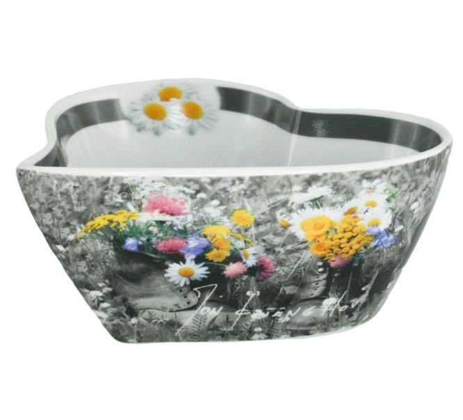 Hovedbilde Pryd Hjerteformet skål - Blomster i sko