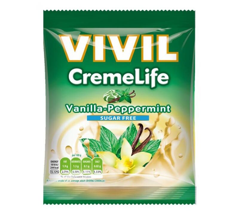 Vivil kremete vanilje- & peppermyntedrops 110 g