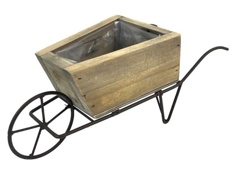 Trillebår natur tre/metall 48x19,5x19cm