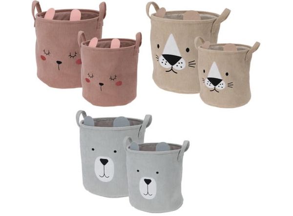 Hovedbilde Kurv cordstoff m/dyremotiv  3ass 30x30cm