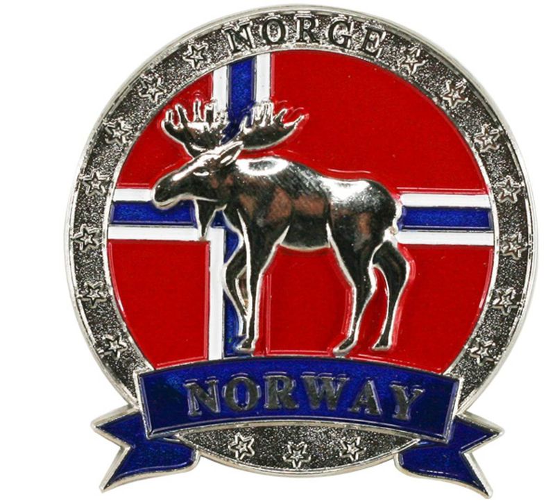 Magnet i metall med sølvelg Norway