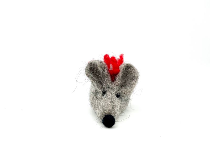 Mus liten, håndlaget, H:6 cm