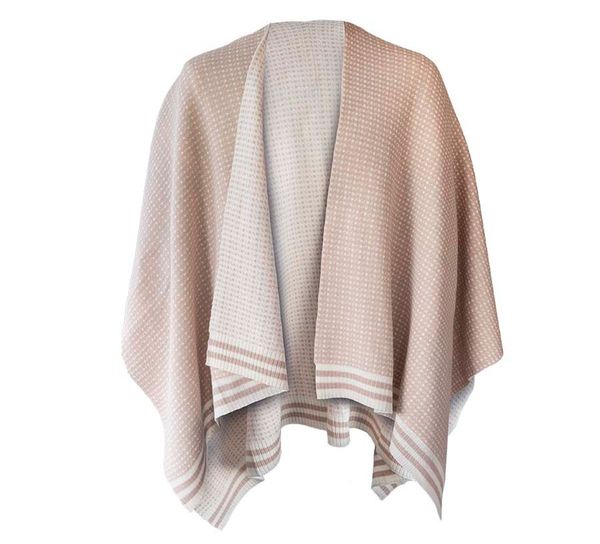 Hovedbilde Ullponcho, Islender, sand/hvit