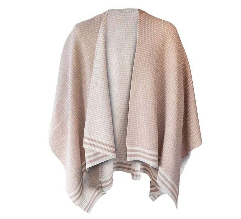 Ullponcho, Islender, sand/hvit