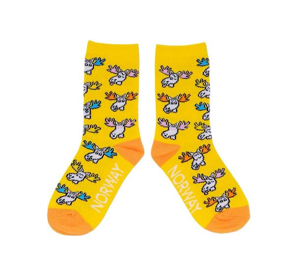 Hovedbilde Barnesokker, Funny Moose, gul Str. 4 - 6