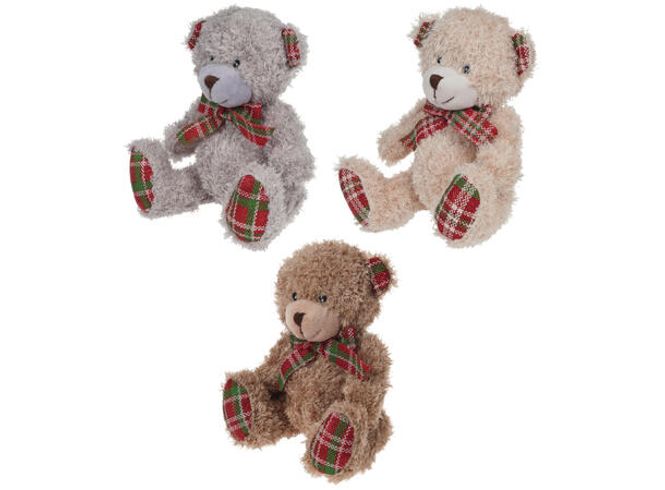 Hovedbilde Teddybjørn julefigur 18cm 3ass