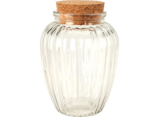 Hovedbilde Krukke rundt glass m/kork 8x12cm