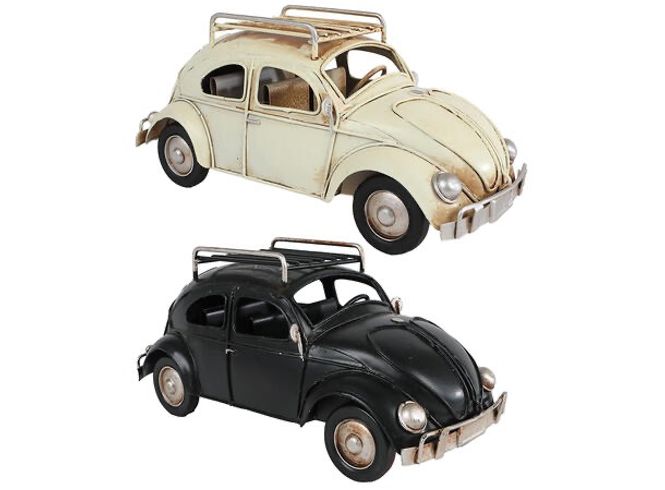 Hovedbilde Bil bobble krem/sort metall 20x10cm 2ass