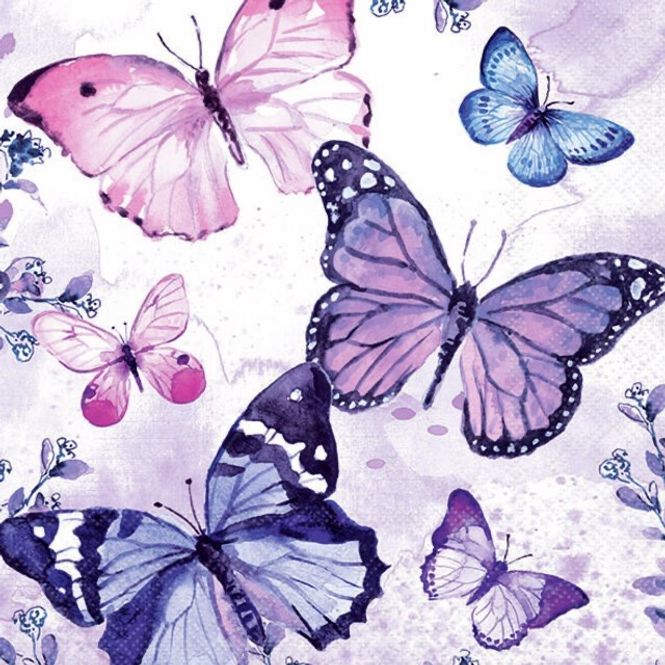 Hovedbilde Servietter lunsj Fluttering butterflies Purple 