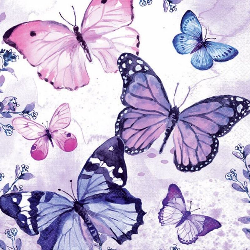 Servietter lunsj Fluttering butterflies Purple 