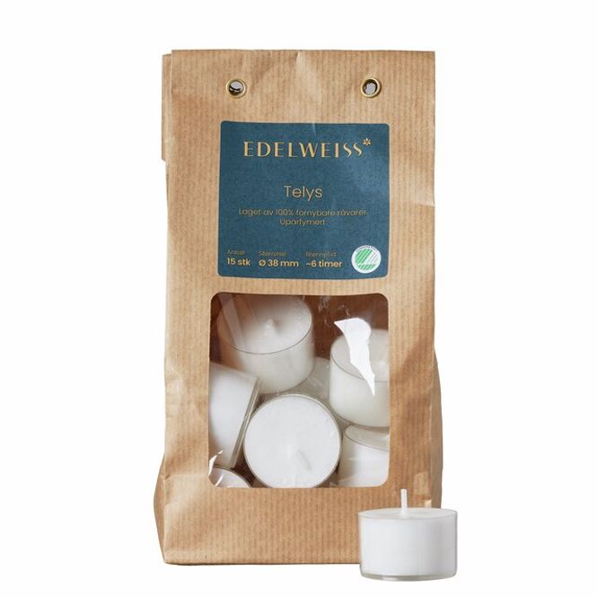 Hovedbilde Telys 100% Stearin 15/pose plastcup White